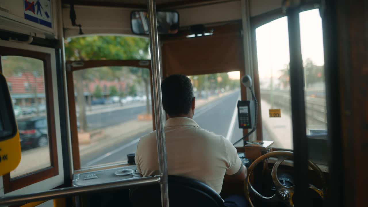 Tram driver at work