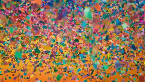 vibrant paper confetti falling in slow motion, creating dynamic and energetic visual backdrop representing celebration, party atmosphere, and festive mood with multicolored brightness