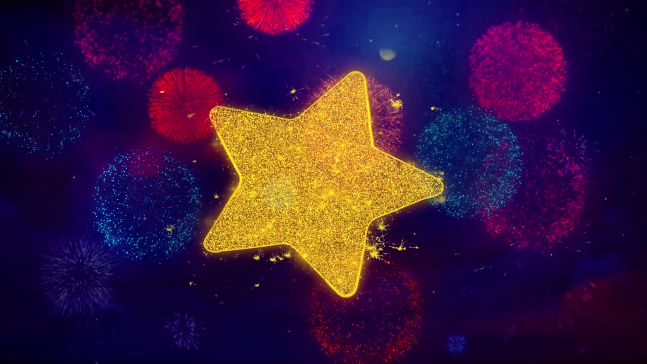 Golden Star with Fireworks Background