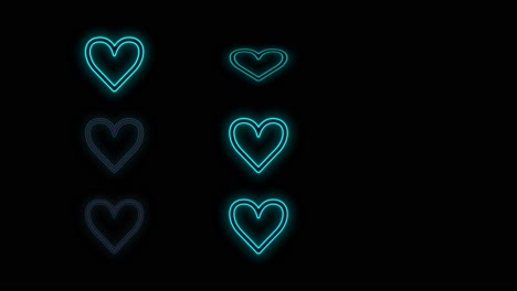 pulsing neon blue hearts pattern in rows