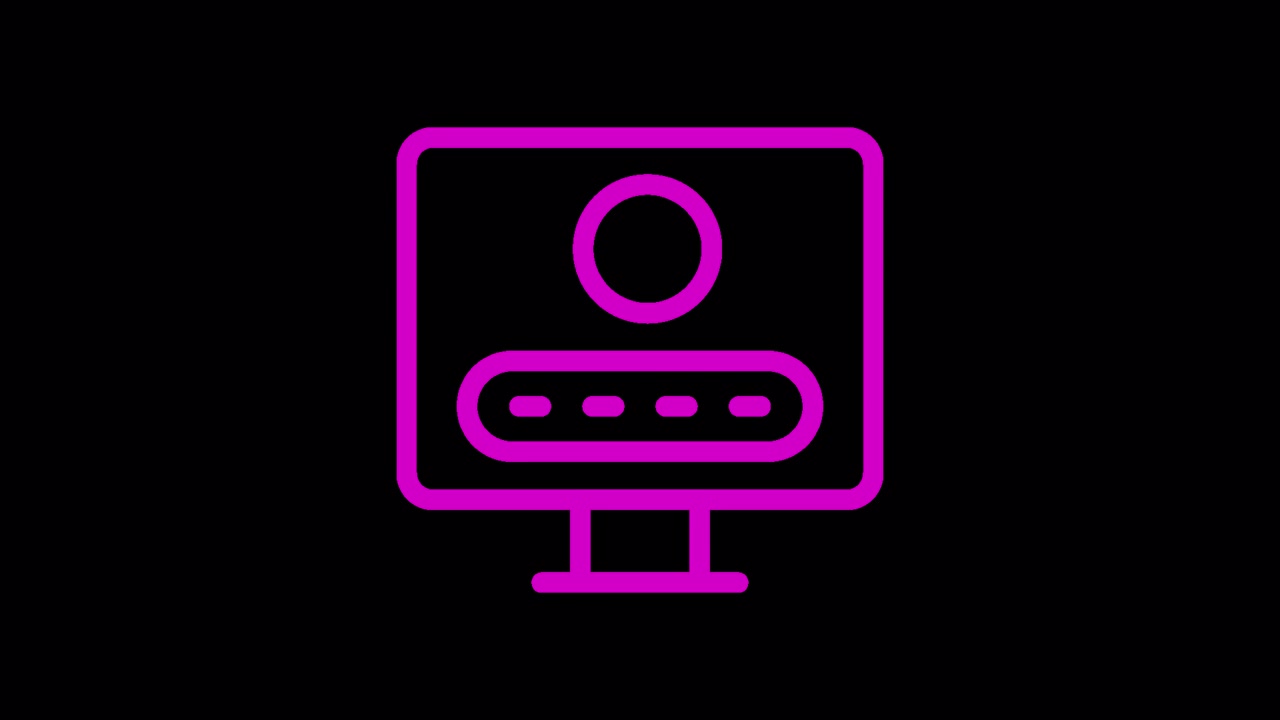 Ikon Kata Sandi Login Magenta Animasi di Monitor Komputer