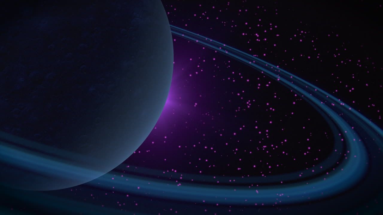 Big planet with rings and star fields in galaxy