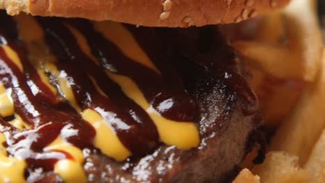 close-up of a delicious gourmet hamburger