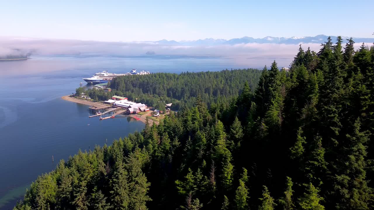 Cruise ship at port at Icy Strait Point in Alaska