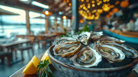 fresh oysters at a luxury restaurant
