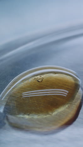 close-up of a liquid drop on a surface