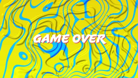 animación del juego sobre texto sobre fondo líquido colorido