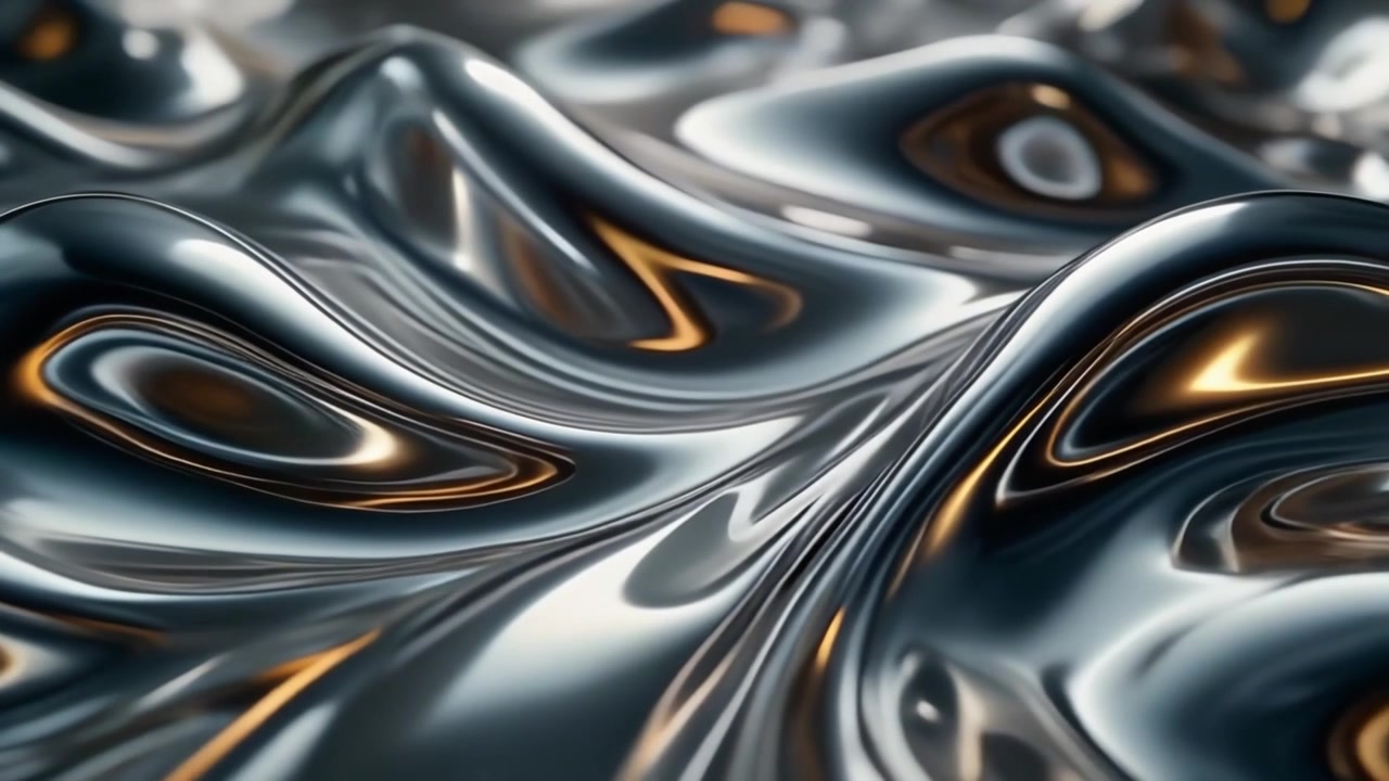 Abstract Liquid Metal Surface with Smooth Flowing Waves