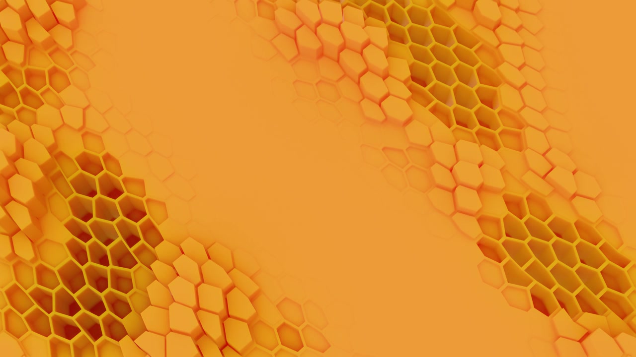3D Abstract Orange Hexagonal Honeycomb Pattern Background