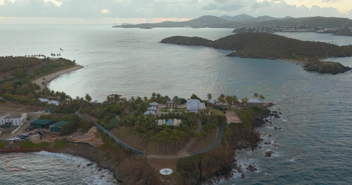 Epstiens Island - Little Saint James In The United States Virgin Islands. Aerial Rotate Shot