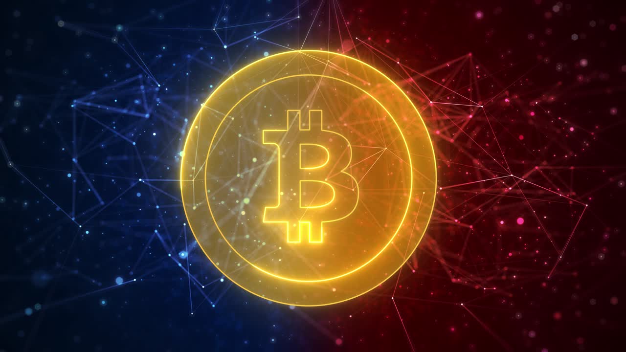 Bitcoin blockchain crypto currency digital encryption network for world money loop background piece