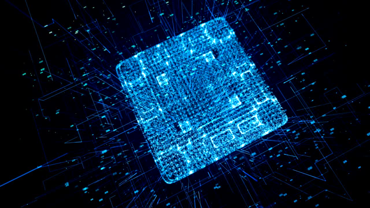 volar a través de una representación 3d abstracta de una red de código binario de datos de tecnología científica que transmite conectividad, complejidad y inundación de datos