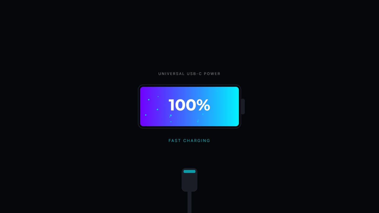 Digital Battery Charging Animation with Percentage Progress