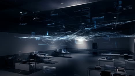 futuristic data visualization in a high-tech office