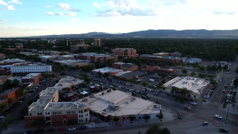 aerial view of a cityscape with mountains in the background