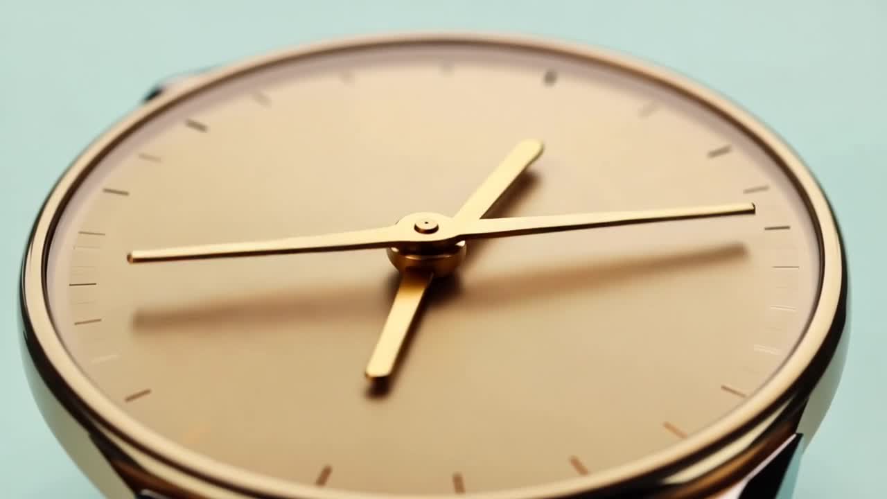 Golden Watch Hands Moving Rapidly Indicating Time Passing