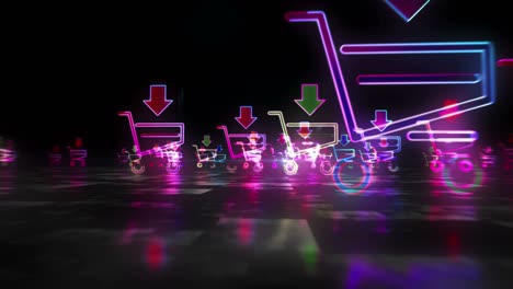 símbolo del carrito de compras abstracto animación de hiperespacio en bucle