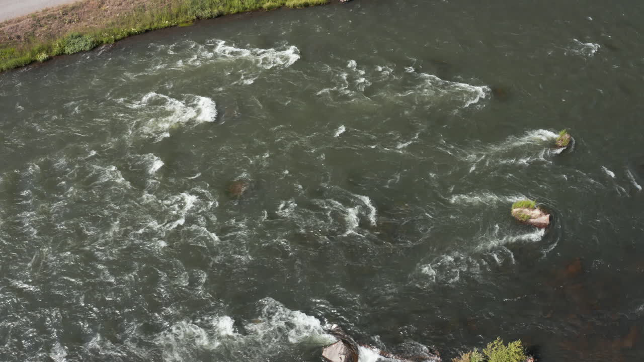 High Fly over drone footage over Henry's Fork river in southeastern Idaho, USA