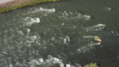 high fly over drone footage over henry's fork river in southeastern idaho, usa