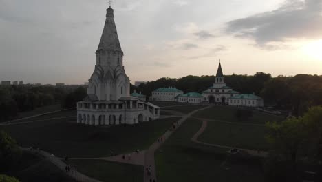 moscow moska river and chuch of kazan 4k from a drone in the afternoon