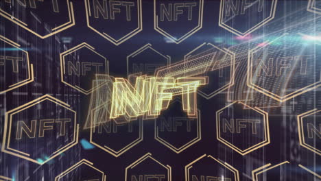 animazione di nft su nft in esagoni su sfondo marino