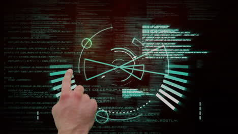 animation of caucasian hand using medical interface with scanner, brain and processing data