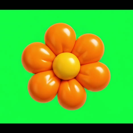 Vibrant orange balloon flower animation isolated asset, transparent 4K video, alpha channel, ProRes