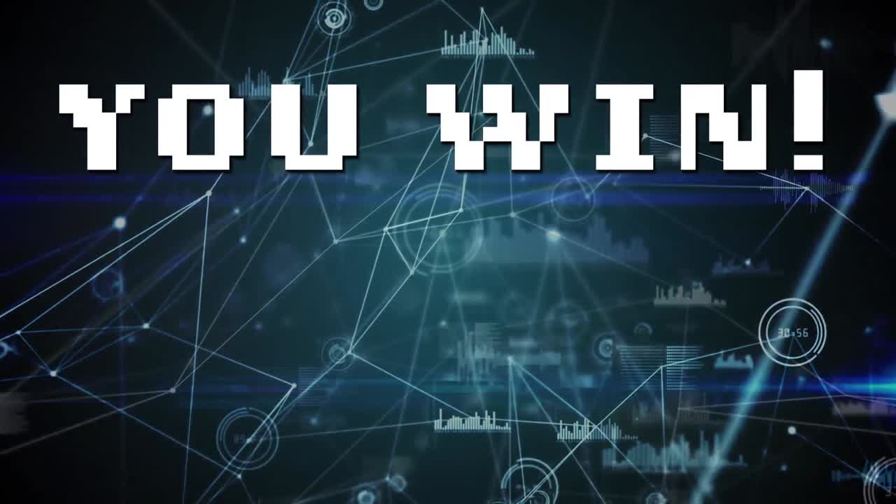 데이터 처리의 애니메이션과 검은색 배경에 텍스트를 얻습니다.