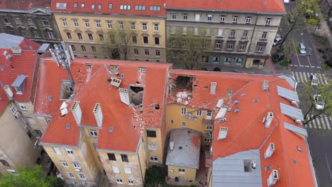 zagreb earthquake during covid19 corona virus - aerial footage