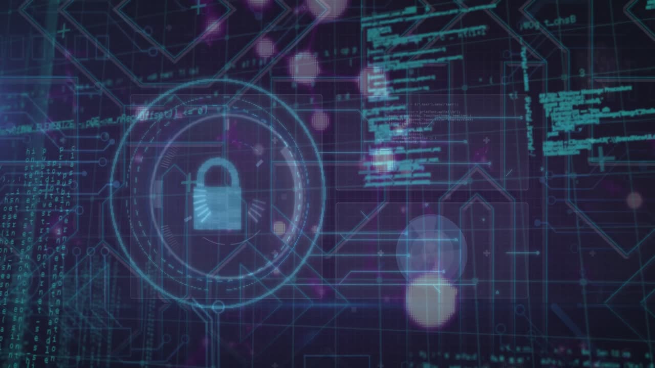 animación del procesamiento de datos sobre un fondo negro