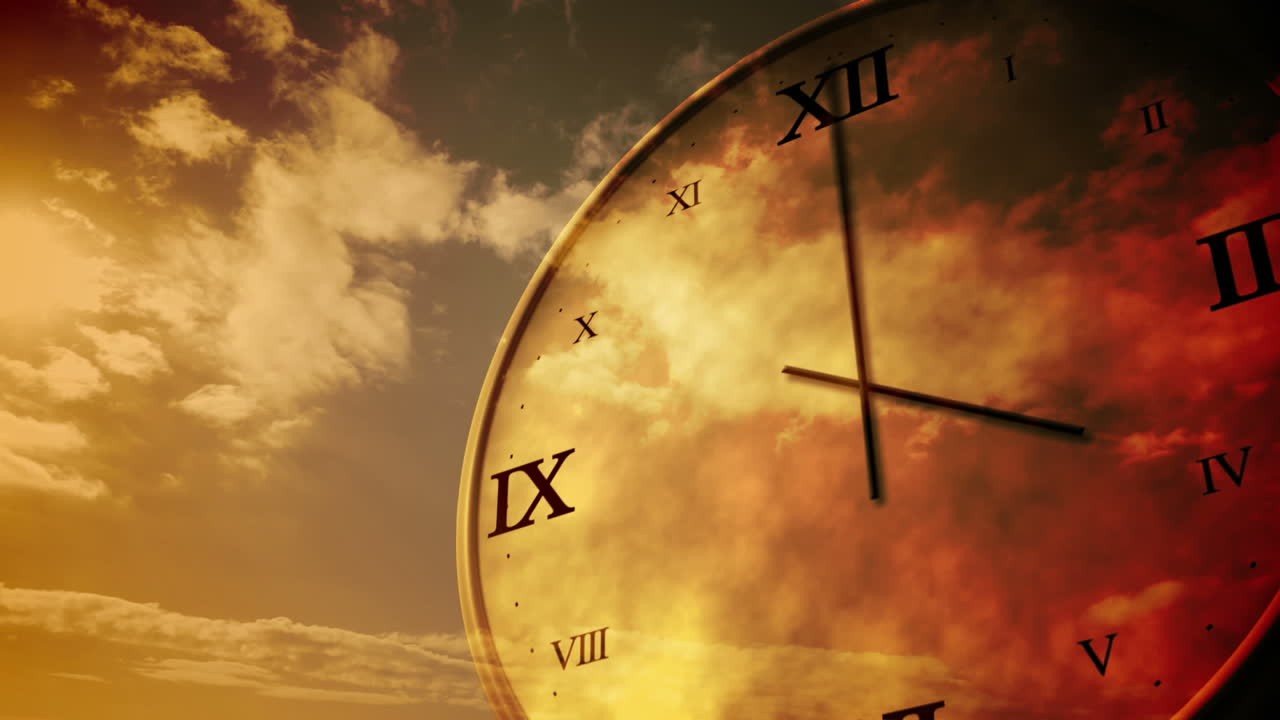 Time passing concept with orange sky