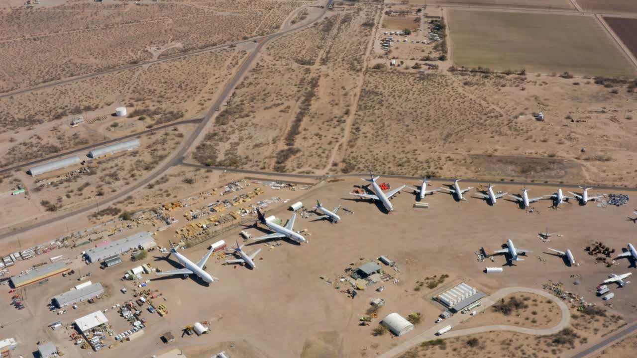 4k aéreo del aeropuerto del parque aéreo del condado de pinal por tucson, arizona, estados unidos