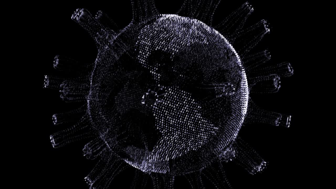 abstract motion graphics - spinning digital Earth as a virus (loop)