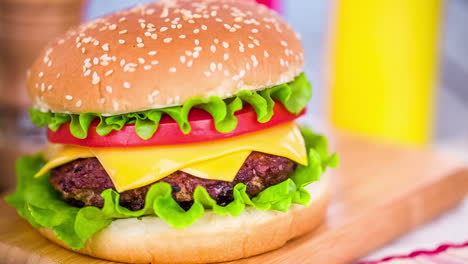 tasty and appetizing hamburger cheeseburger