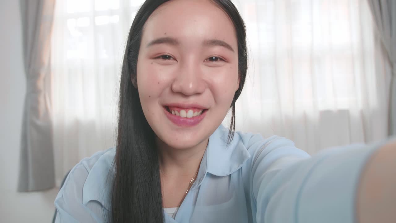 Asian Woman Make A Video Call From Home, Video In 4K
