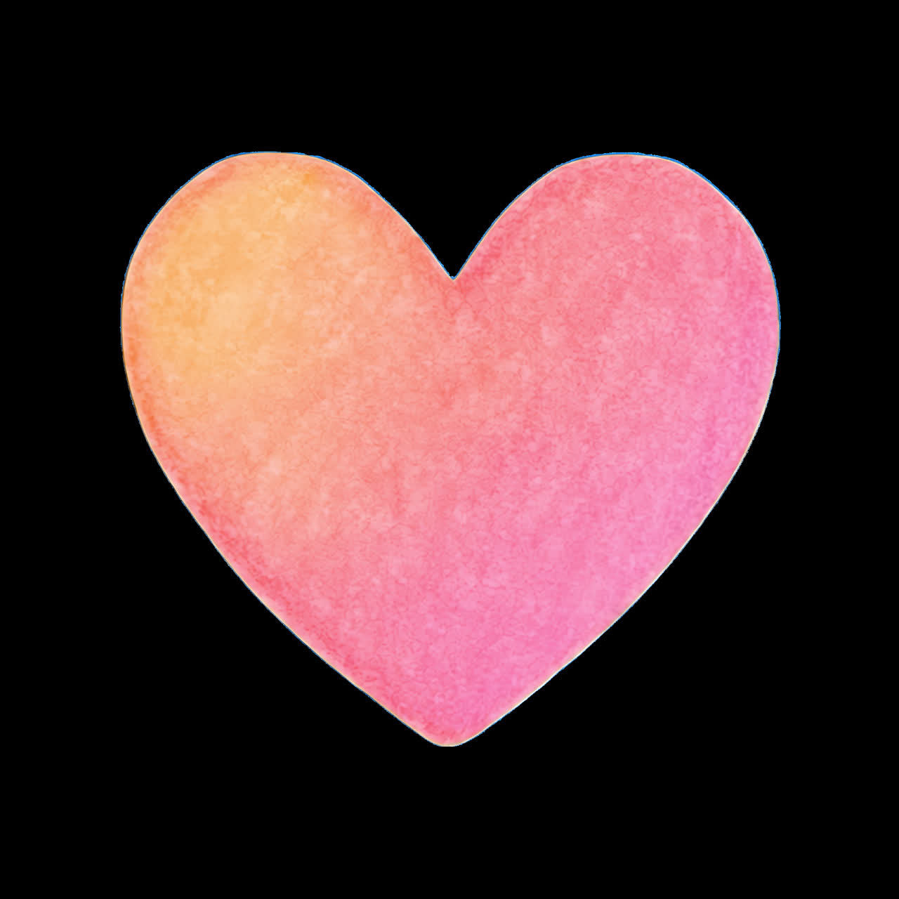 Vibrant watercolor heart illustration animation isolated asset, transparent 4K video, alpha channel