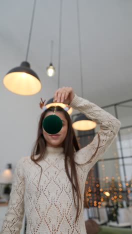 woman decorating for christmas