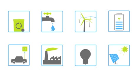 ecology animated set of icons. with luma matte.