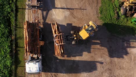 aerial view of log loading operation