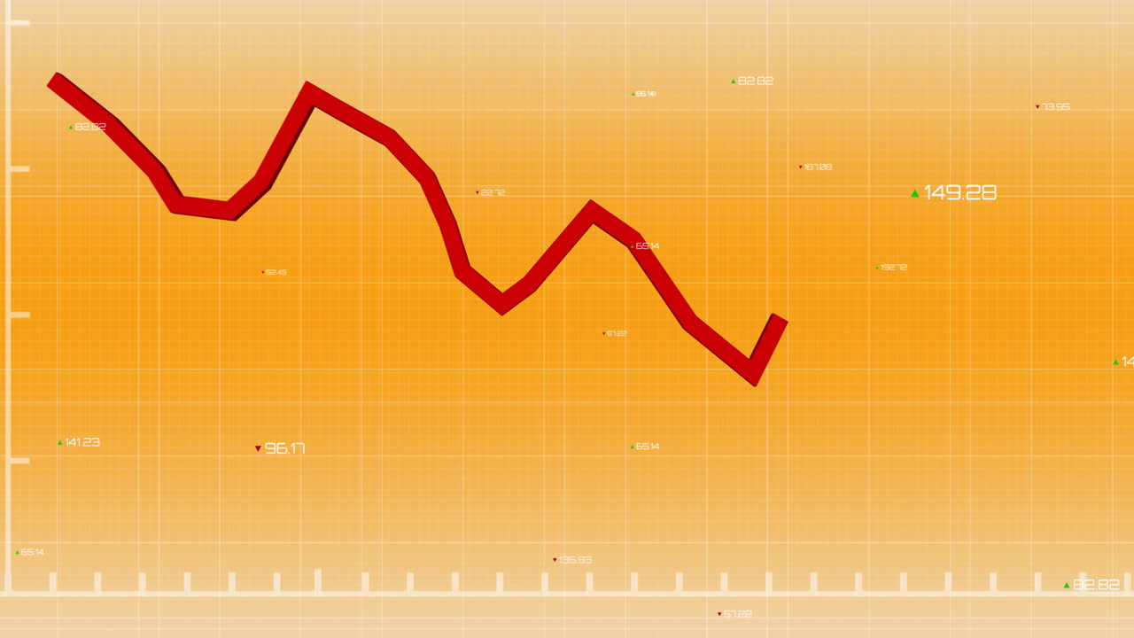 Animation of diagrams over data processing on orange background