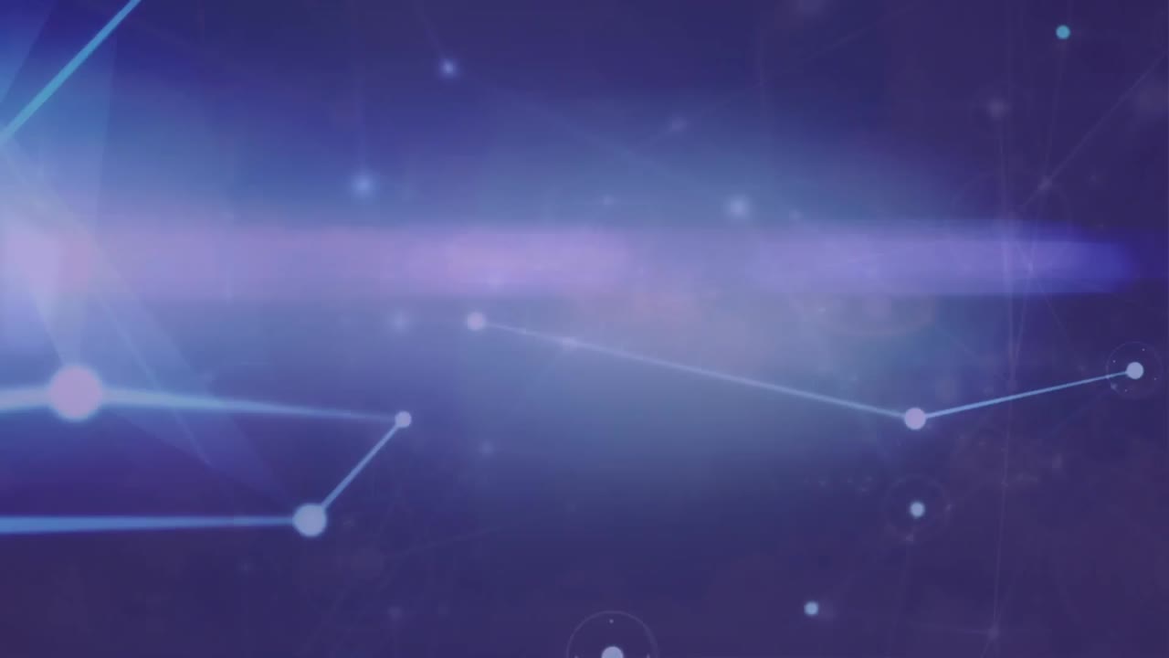 animación de la red de conexiones y senderos de luz contra un fondo azul