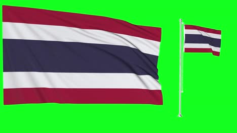 green screen waving thailand flag or flagpole