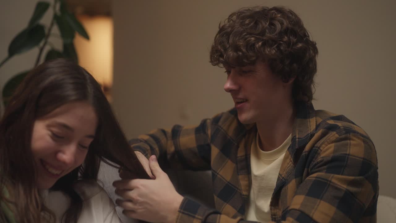 Affectionate couple indoors