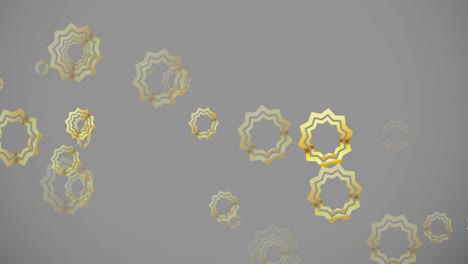 animation of gold christmas stars falling on grey background