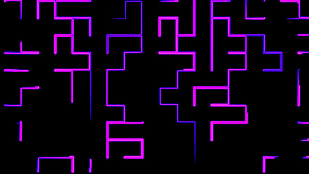 Seamless loop of 2D animation of glowing horizontal lines streaming across the screen. Neon seamless loop abstract background.