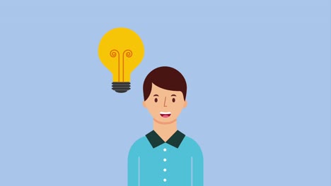 retrato del hombre con la idea de la bombilla