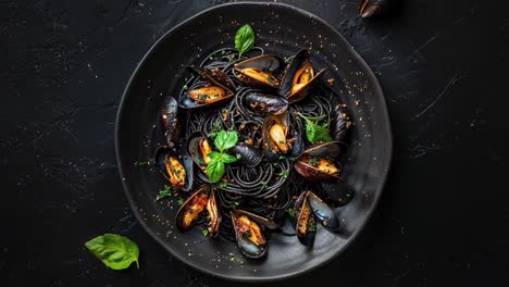 black spaghetti with mussels - a delicious and easy italian recipe