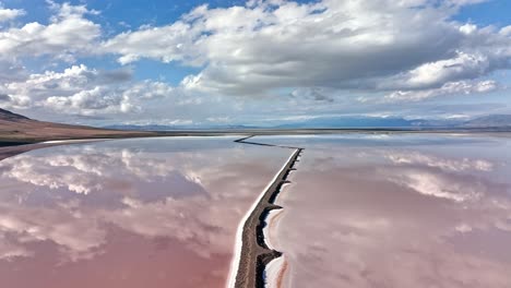 reflection of clouds in salt lake