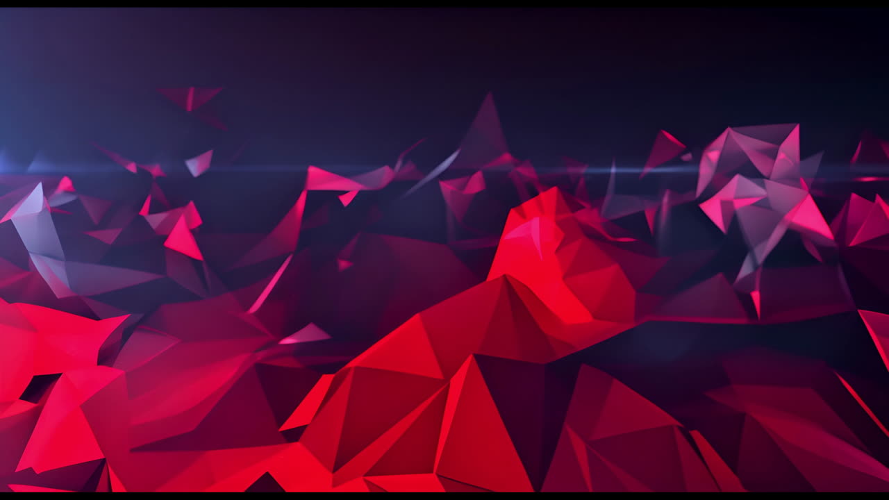 Animation of red shapes moving and light trail on black background