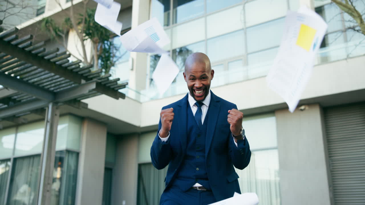 Businessman Celebrating Success Outdoors